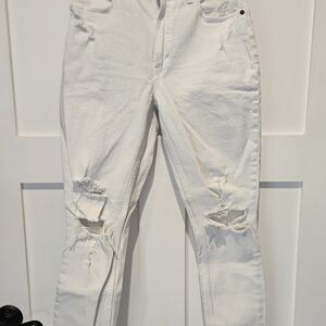 White ABERCROMBIE distressed THE skinny HIGH rise ANKLE